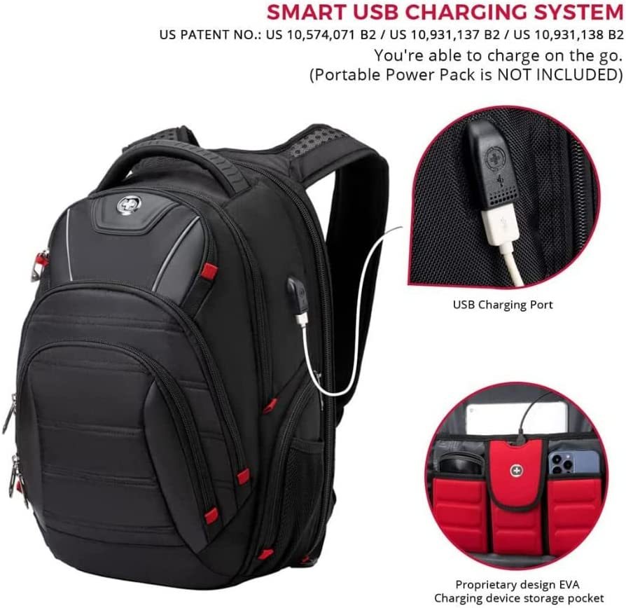 Swissdigital Design Circuit College Business Travel Backpack TSA Friendly Built in USB Charging RFID Protection Fits Laptops up to 15.6" Black (J14-BR) - Image 5